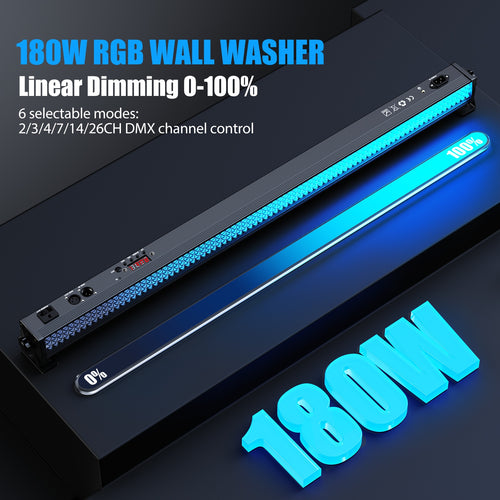 180W 252LED RGB Wall Light Bar | Aluminum Alloy Stage Light, Suitable for DJ Concerts, Parties, Weddings, Nightclubs, Dance Halls, Christmas | Operating Voltage 110V-130V