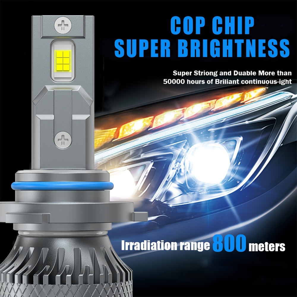 2PCS Super Bright Car LED Lights, 29500LM, Super Bright White Light, 9005/9006/9012, H1/H4/H7/H11 - Car Headlights, Plug-and-Play, Super Heat Dissipation LED Lights, No Battery, Driving Light, Spotlight