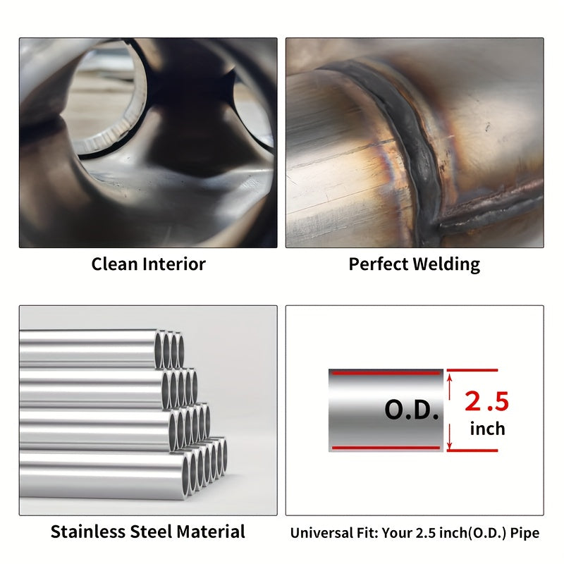 Exhaust Tip | 2.5*2.5*12 Inch | Unpolished | X-Type Weld | Single Layer