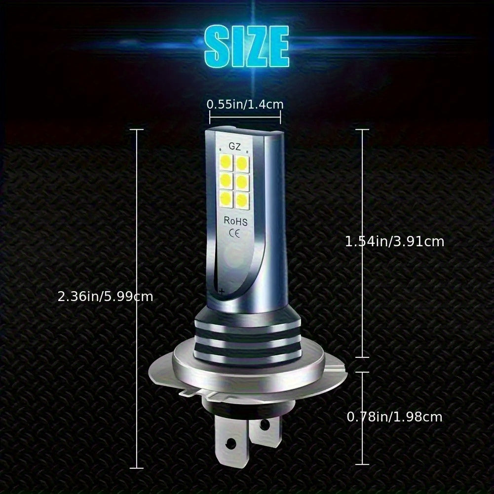 2Pcs H7 2835 12SMD LED High Beam Bulb Set White 6000K Bulbs