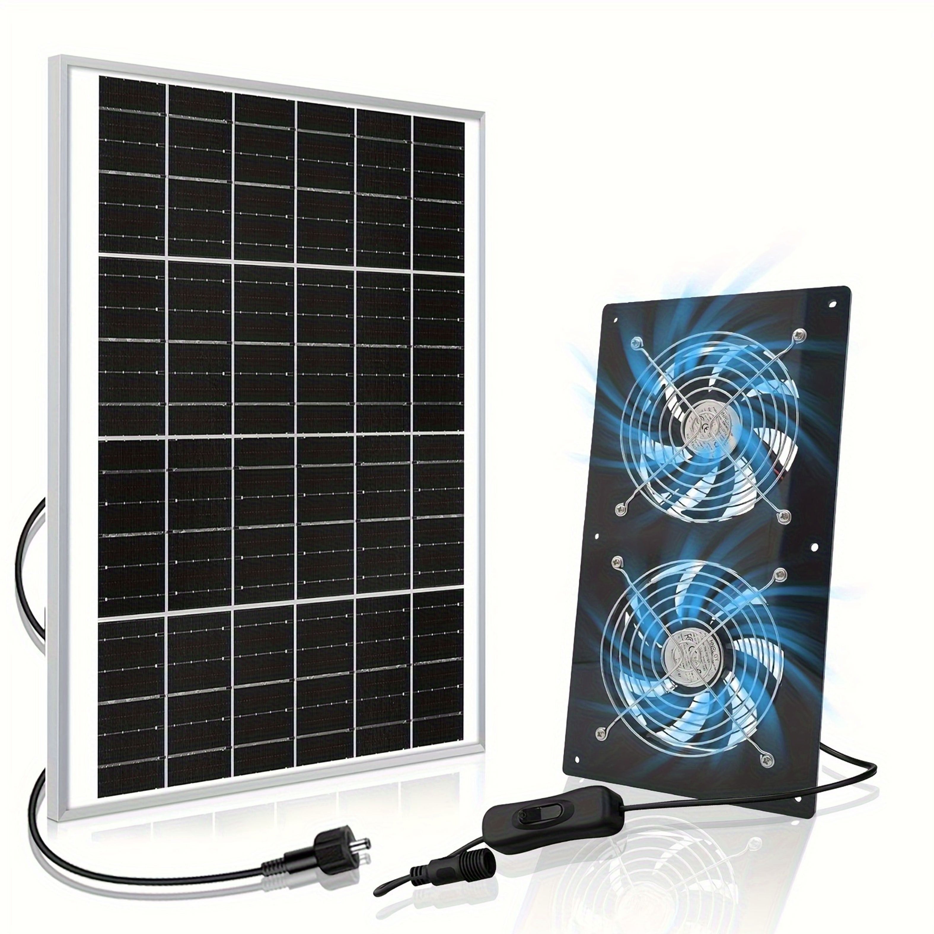 15W Solar Panel Equipped with Dual High-Speed Exhaust Fan Kit, Specially Designed for Wall-Mounted Ventilation and Cooling, Ideal for Outdoor, Solar Greenhouse, Attic, Shed, RV, Chicken Coop and Dog House
