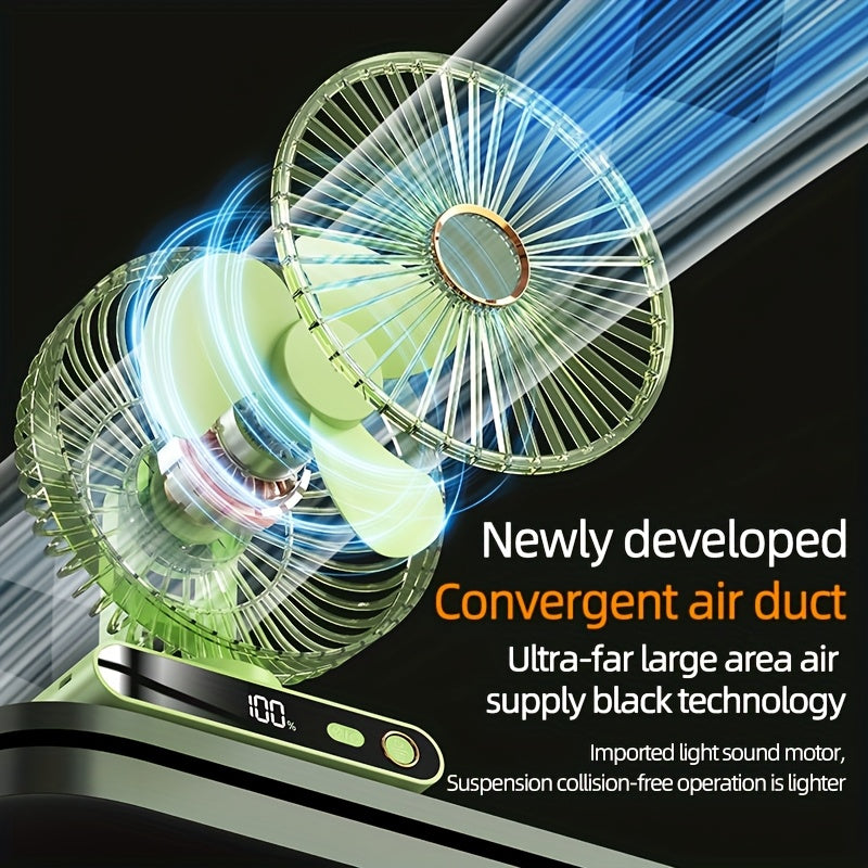 Multifunctional 2000mAh Rechargeable Circulating Fan, 5 Adjustable Wind Speeds, Built-in Night Light and Digital Display for Real-time Battery Check, 90° Vertical Adjustable Angle, Ideal for Home Office Outdoor Use