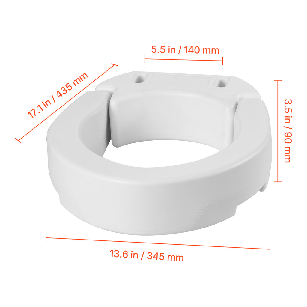 VEVOR 加高马桶座便器，承重 300 磅，3.5 英寸升高高度，带扩大开口的便器加高座，适用于老年人、残疾人、成人，适合圆形马桶