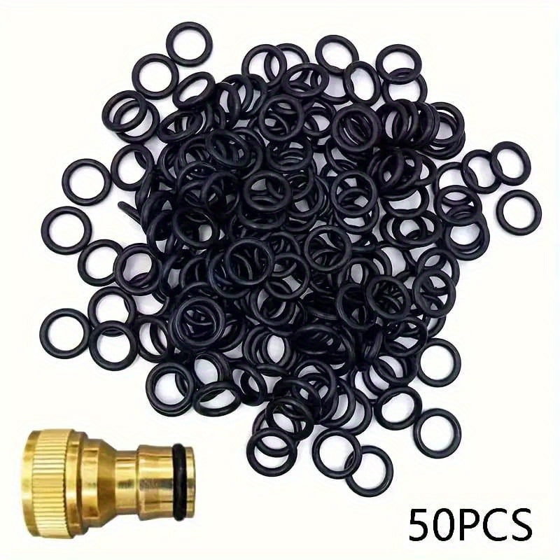 50pcs 橡胶 O 型圈密封垫 - 耐用合成，16mm OD，11.2mm ID，黑色 - 非常适合花园水管，快速连接系统，水龙头，洗车枪和水泵，花园水管密封垫 | O 型圈密封垫。
