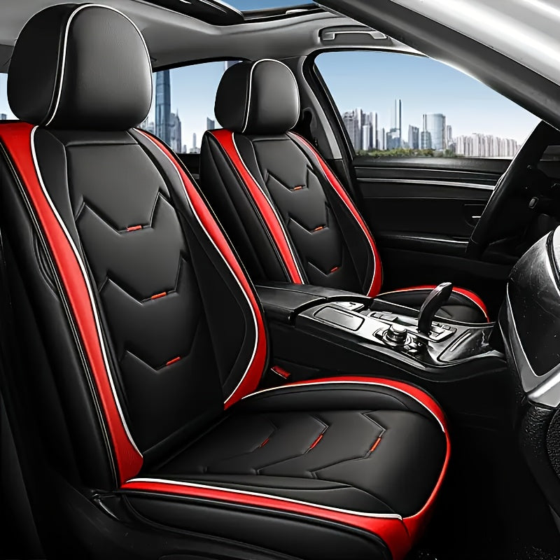 Full Set Synthetic Leather Car Seat Covers, Waterproof Synthetic Leather Car Seat Covers, Anti-Slip Car Interior Covers, Suitable for Most Sedans, Trucks and Other Vehicles