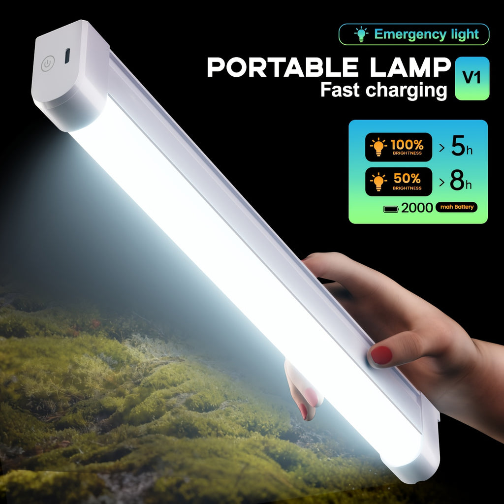 Portable LED emergency tube light (with hook), supports USB charging and multiple dimming modes, can be hung or handheld, suitable for power outage emergencies, camping, night repairs, dormitory lighting