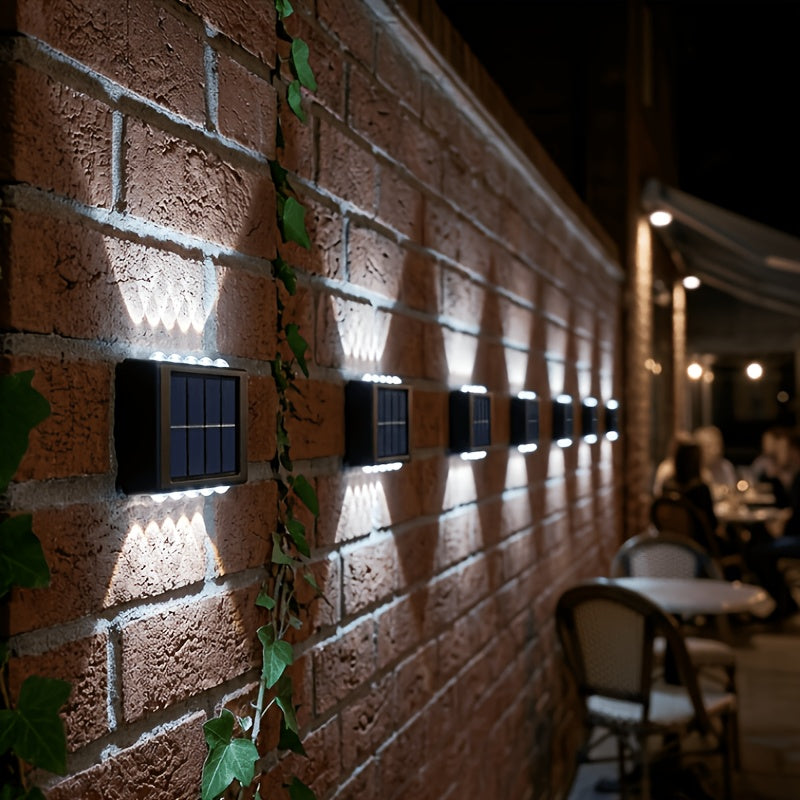5pcs 10LED Solar Light Outdoor Courtyard Light Yard Garden Decorative Light Fence Wall Washer New Up and Down Glowing Ambient Wall Light