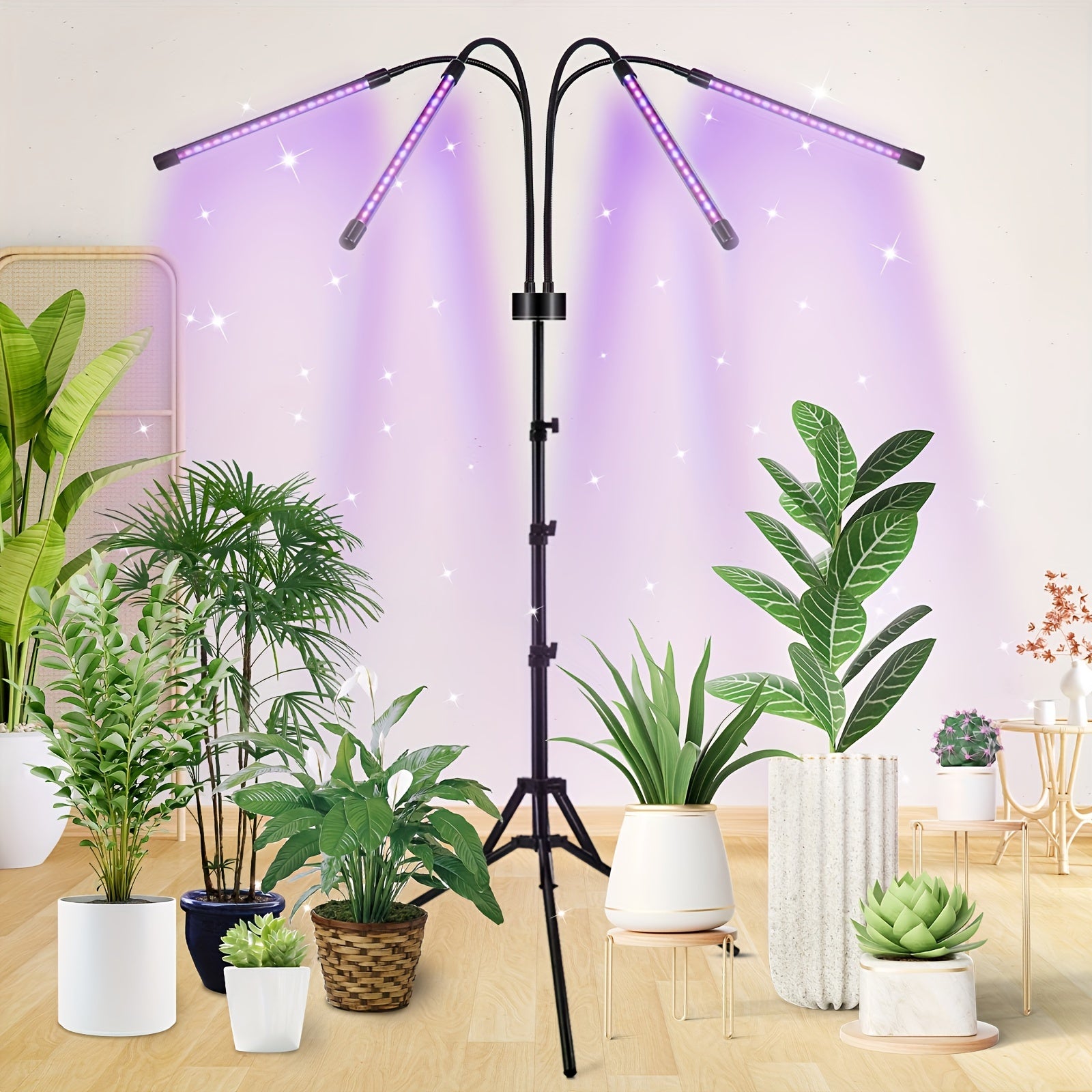 1Pc Indoor Plant Grow Light Full Spectrum Sunlight Lamp Retractable Design 3/9/12H Timer Height & Brightness Adjustable Simulated Sun Grow Light for Succulents Flowers Promote Plant Growth