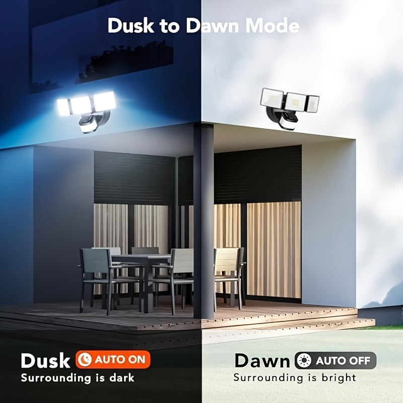 SYVIO Outdoor Flood Light, LED Security Light Coverage Area 4500 sq ft, 4500 Lumens / 30 Watts, IP65 Rating, 240 Degree / 50 ft Detection Range, 3 Modes (Dusk to Dawn), Suitable for Patio Garden, Garage and Backyard FT Area Lighting