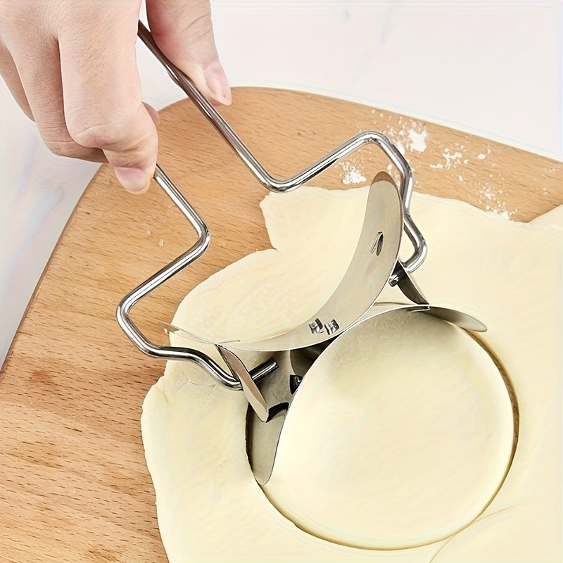 One Stainless Steel Dumpling Cutter Wheel – Dough Roller, Round Cutter for Dumplings & Buns, Ravioli Pasta Cutter, Manual Rolling Cutter – Easy Dumpling / Bun / Noodle / Pastry / Cookie Making