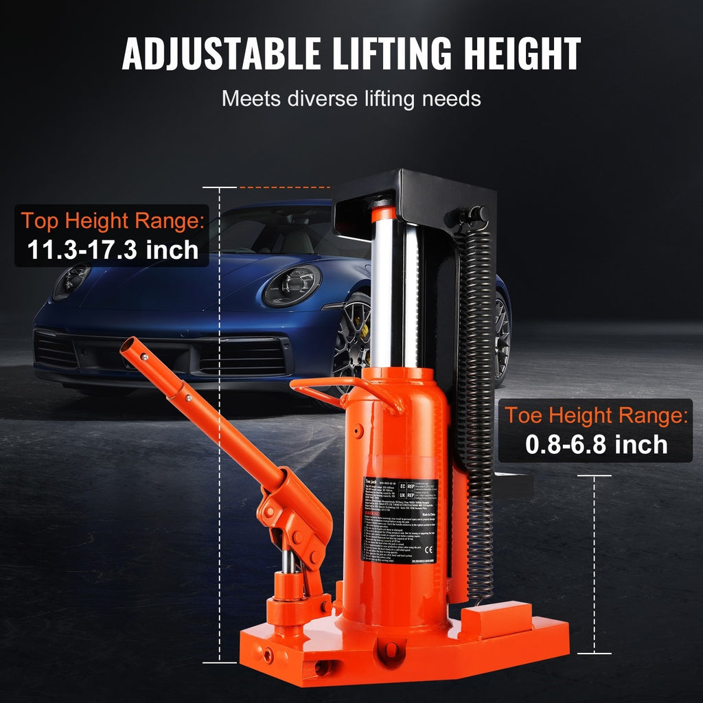VEVOR Hydraulic Trailer Jack, 2.5 Ton / 5 Ton Trailer Jack, 5 Ton / 10 Ton Top Lift, 0.8-5.3 Inch Trailer Height, 8.9-13.4 Inch Top Height, Pneumatic Claw Jack for Machinery, Industrial Use