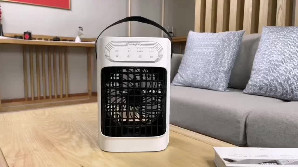 Upgraded 10W Portable Cooling Fan & Evaporative Air Cooler, 3-in-1 Function, 3 Wind Speeds, 7 LED Lights, 3 Cooling Mist Modes, 2–8 Hours Timer, Personal Mini Compact Air Conditioner