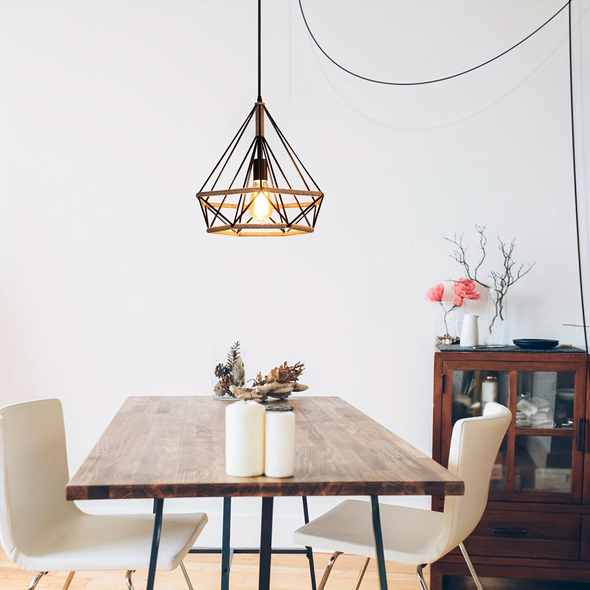 Ganeed plug-in pendant light, industrial vintage metal pendant light, farmhouse chandelier ceiling light, with 16.4ft pendant cord and on/off switch, for kitchen island, dining table, bedroom, home decoration