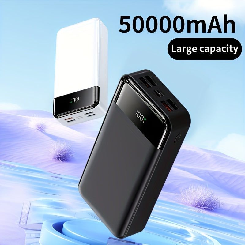 50000mAh大容量移動電源帶LED電量顯示 22.5W快充 - 戶外露營燈，適用於iPhone、安卓及數碼裝置，節日禮物