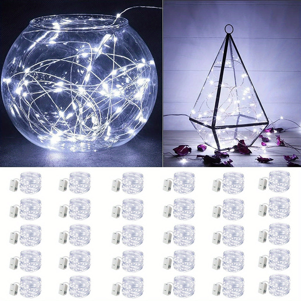 30 件童话灯电池供电串灯-7 英尺 20 个 LED 迷你串灯，萤火虫星光 DIY 卧室，适合婚礼、派对、节日、圣诞节（闪烁）