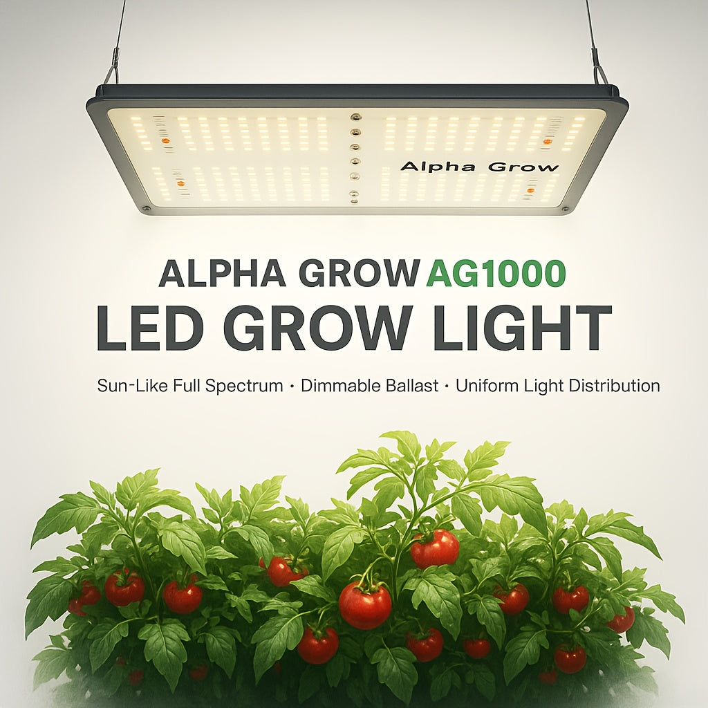 ALPHAGROW AG1000 100W LED Grow Light, Full Spectrum Sunlike, Dimmable Brightness, Remote Control Hanging Plant Light for Indoor & Outdoor, Ideal for Hydroponics, Seedling