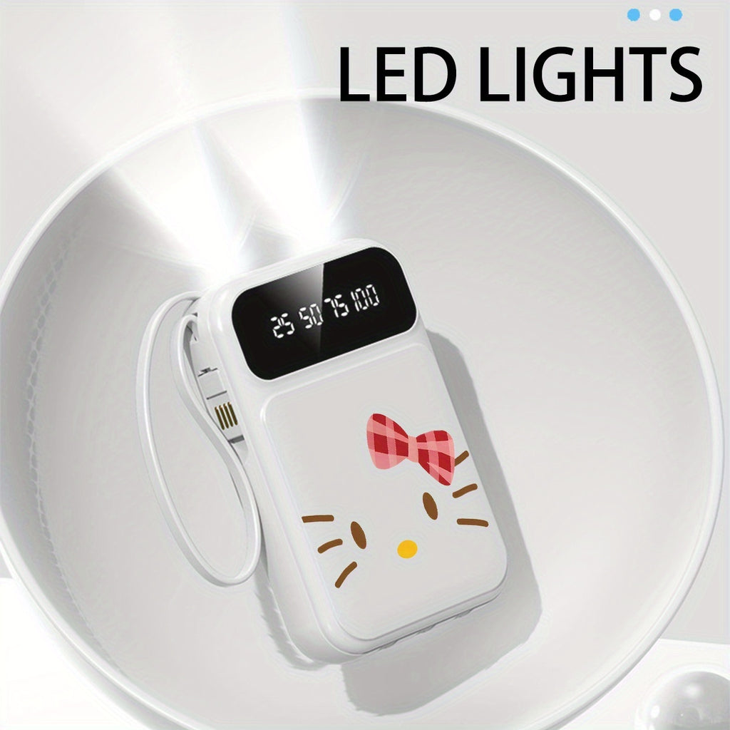 Hello Kitty Power Bank, Kuromi Power Bank 20000mAh Mini Cute Fast Charging Multifunctional, Built-in 4 Cables, Small Size Large Capacity, Kuromi Rechargeable Portable Mobile Phone Charger, Ultra-bright LED Lights, Suitable for IPhone/Android