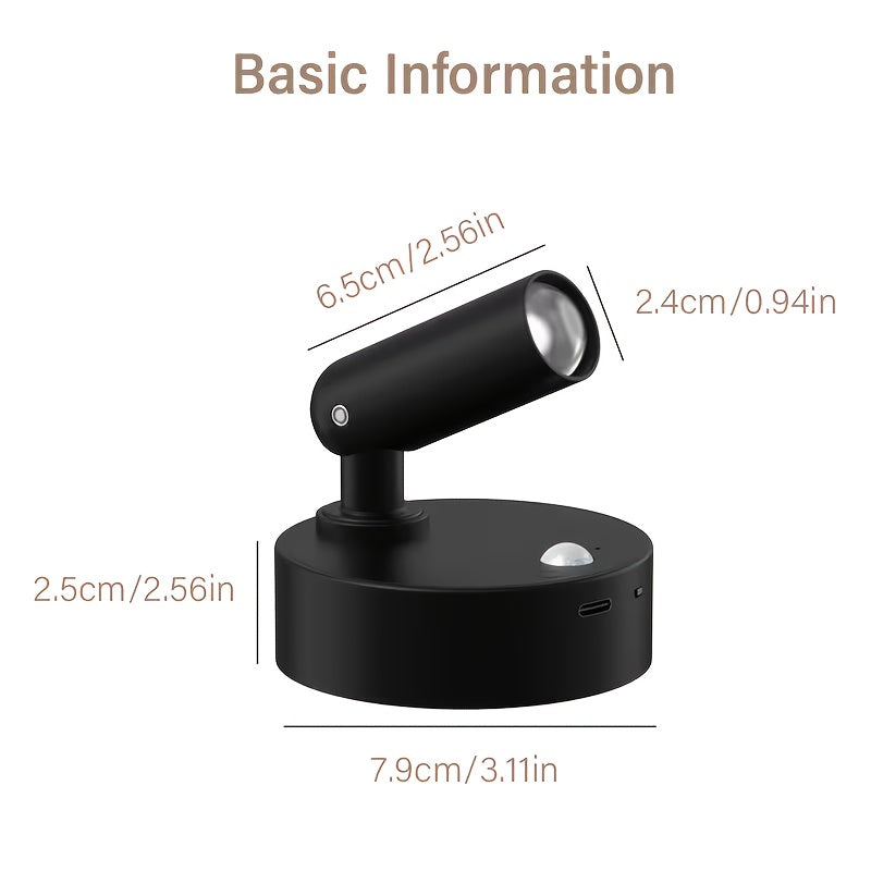 Home Decoration, Warm Color Bedtime Reading Light, Bedroom Arrangement, No-Wiring Rechargeable Wall Light Magnetic Spotlight USB Downlight Bedroom Wall Light, Picture Spotlight, Simple Decoration