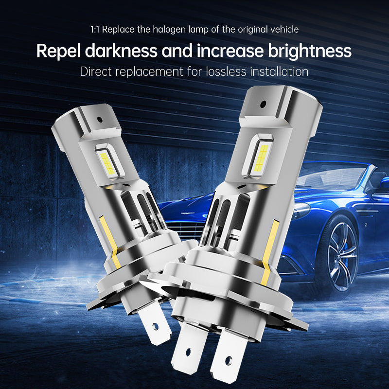 2Pcs H1 H3 H4 H7 H11 H27 9005 9006 9012 Car LED Bulbs, 35W, 7500LM, 6000K White, 300% Brightness Increase, Super Bright Car Headlights, 12V/24V Compatible, High-Speed Fan Cooling, Lifespan Up to 30,000 Hours