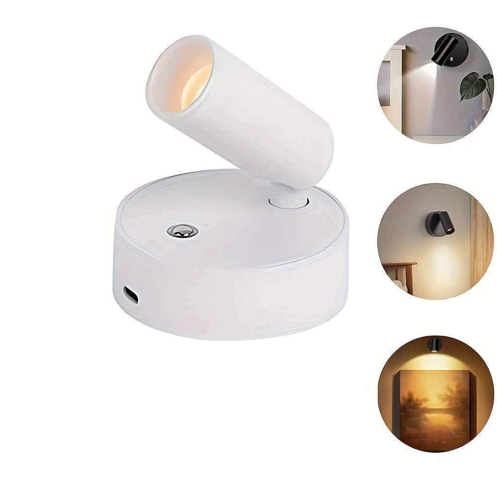 LED multi-functional spotlight, adjustable warm white/cool white/neutral white light modes and brightness adjustment, perfectly suited for plant and artwork lighting — no-drill installation, automatic on/off switch