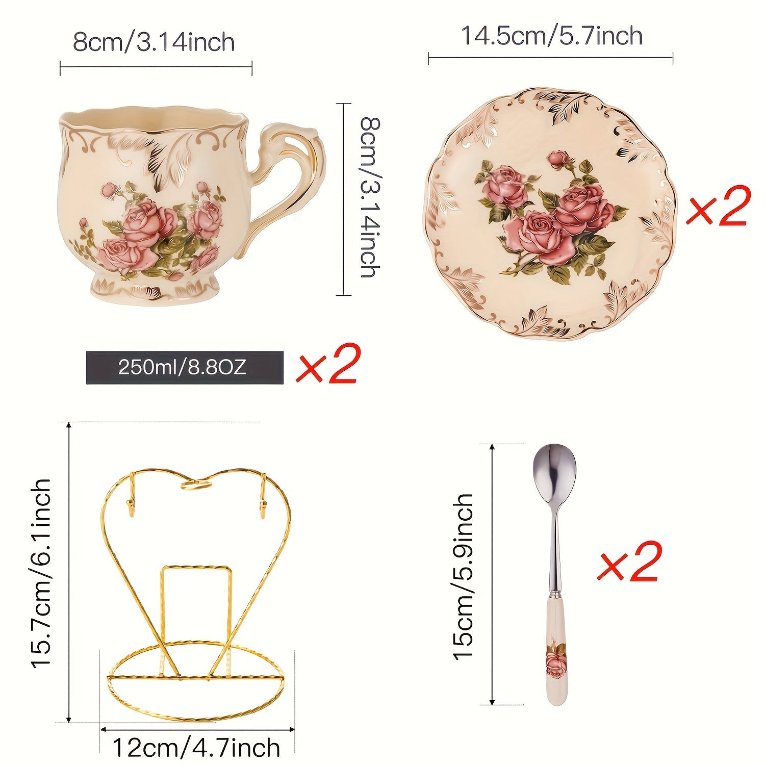 Exquisite Coffee Cup with Saucer & Spoon, Perfect for Home Kitchen, Decorative Piece for Large Parties, Romantic Cafés, Comes with Storage Box