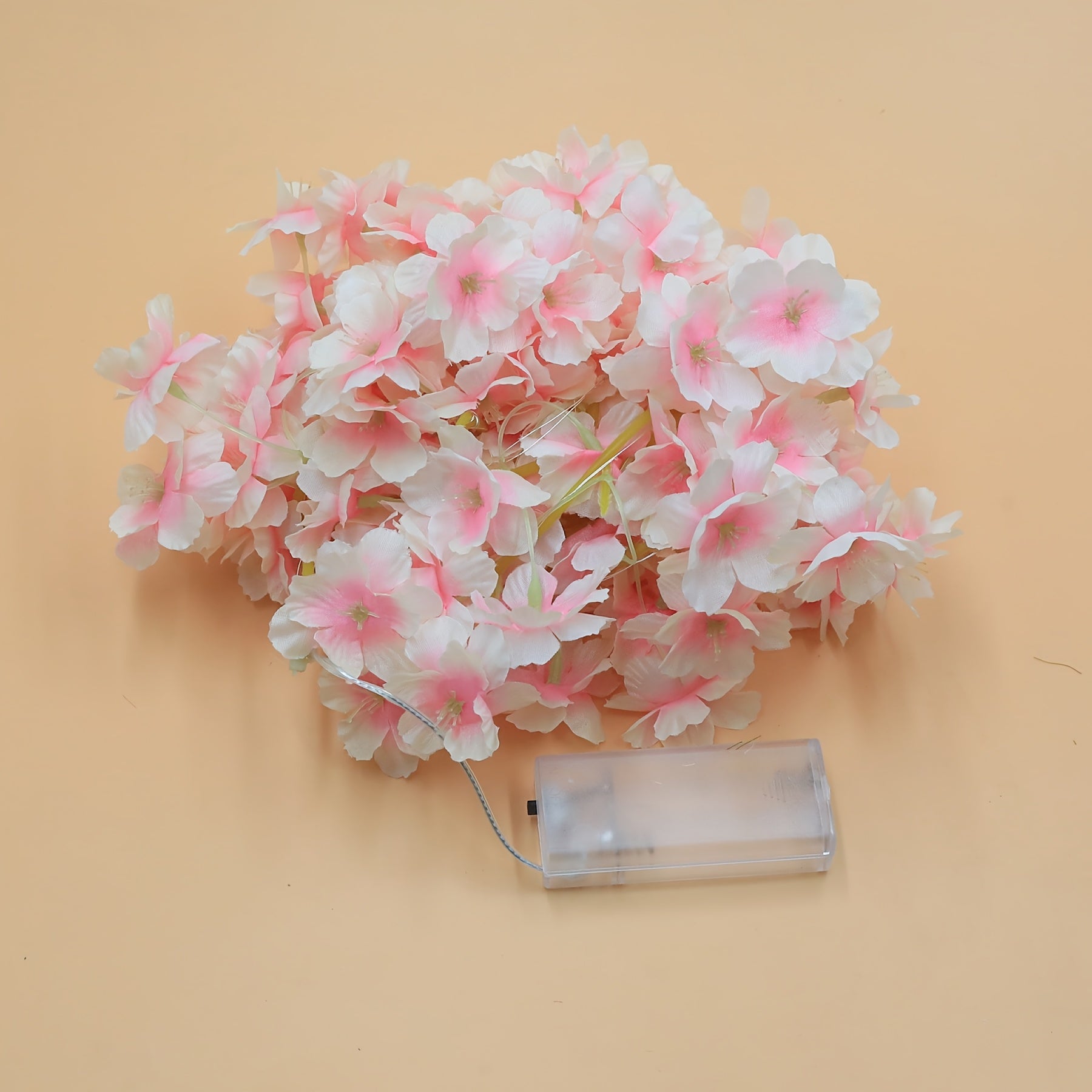 196.85英寸 50LED 仿真樱花串灯，仙女灯，电池供电LED灯串，母亲节礼物，生日派对，婚礼，卧室，墙壁装饰，浪漫家居装饰，室内装饰灯串，阳台
