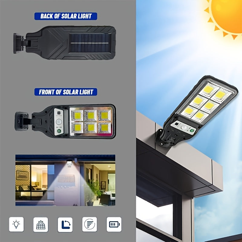 1/2/4 Pack Solar Street Light with Motion Sensor, Designed for Wall Mounting, Suitable for Commercial Streets and Area Lighting, Outdoor 6 COB LED Solar Light with 3 Lighting Modes, Perfect for Floodlighting