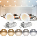 2-Pack Modern 6-Inch Ultra-Thin Recessed Light Fixture, Dimmable 5 CCT LED Downlight, 12W 1050 Lumen Trimless Ceiling Light, Suitable for Kitchen, Living Room, Hallway | Includes Junction Box, Easy Installation