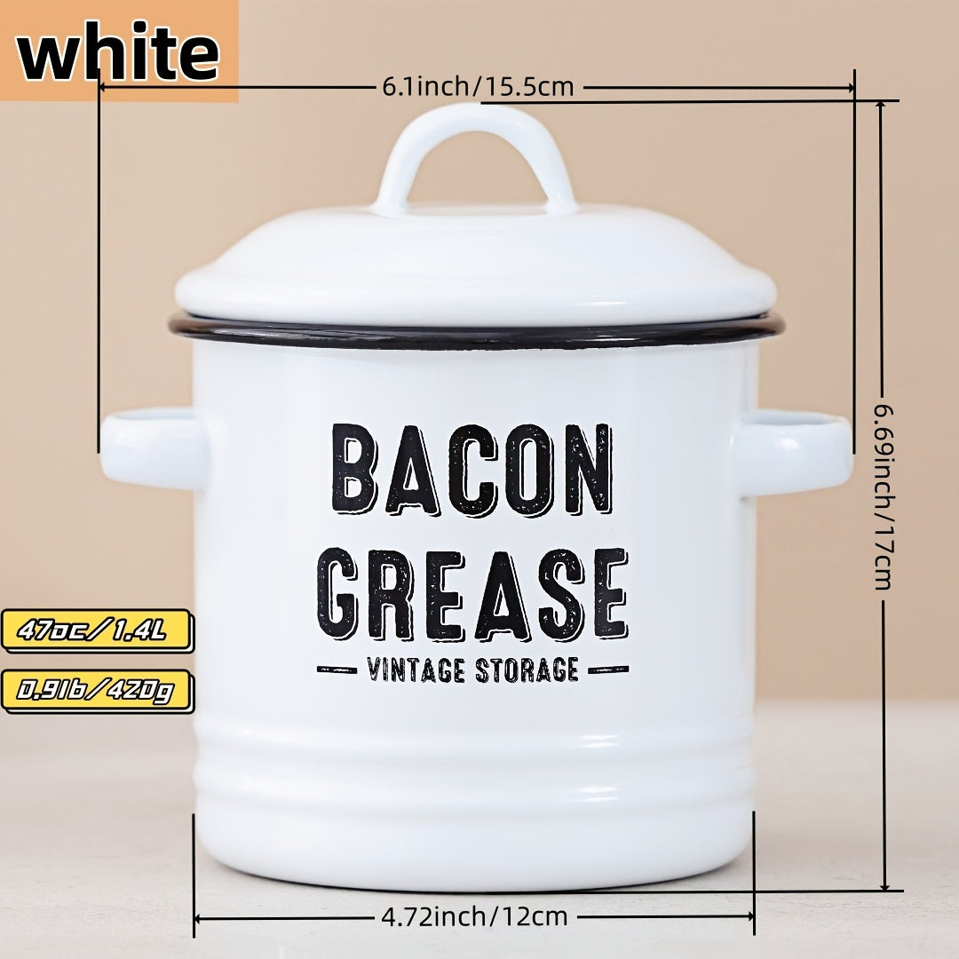 1/6Pcs Enamel Oil Pot Set, Large Capacity Condiment Container, Oil Filter Bottle, Food Fresh-Keeping Storage Can, Bacon Grease Container,, High Temperature Resistant Direct Fire Use, Outdoor Travel Cookware, Handmade Gift Option
