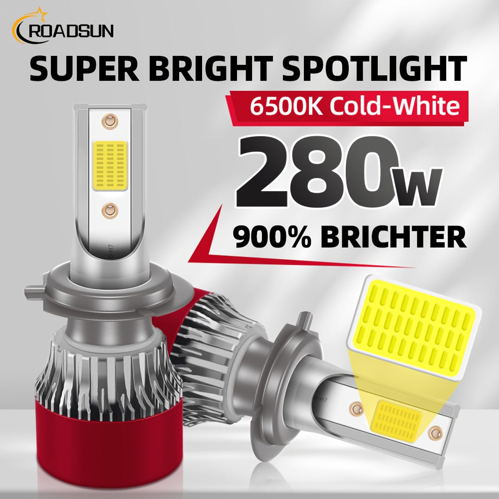 2-Pack Super Bright LED Headlight or Fog Light Bulbs, Compatible with H1, H7, H11, 9005/HB3, 9006/HB4, 9007, H13 Sockets. COB Chip Technology, 800% Brightness Increase, Easy Plug-and-Play Installation