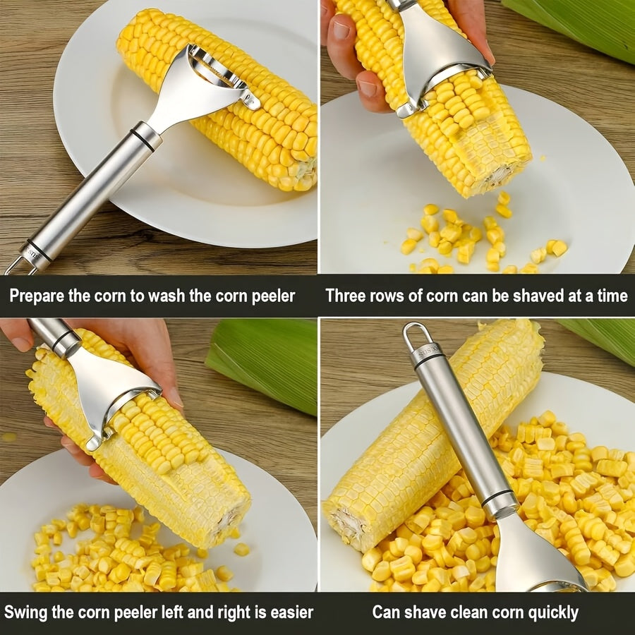 Stainless Steel Corn Peeler – Corn Husker, Corn Kernel Remover, Corn Stripper, Small Home Kitchen Gadget