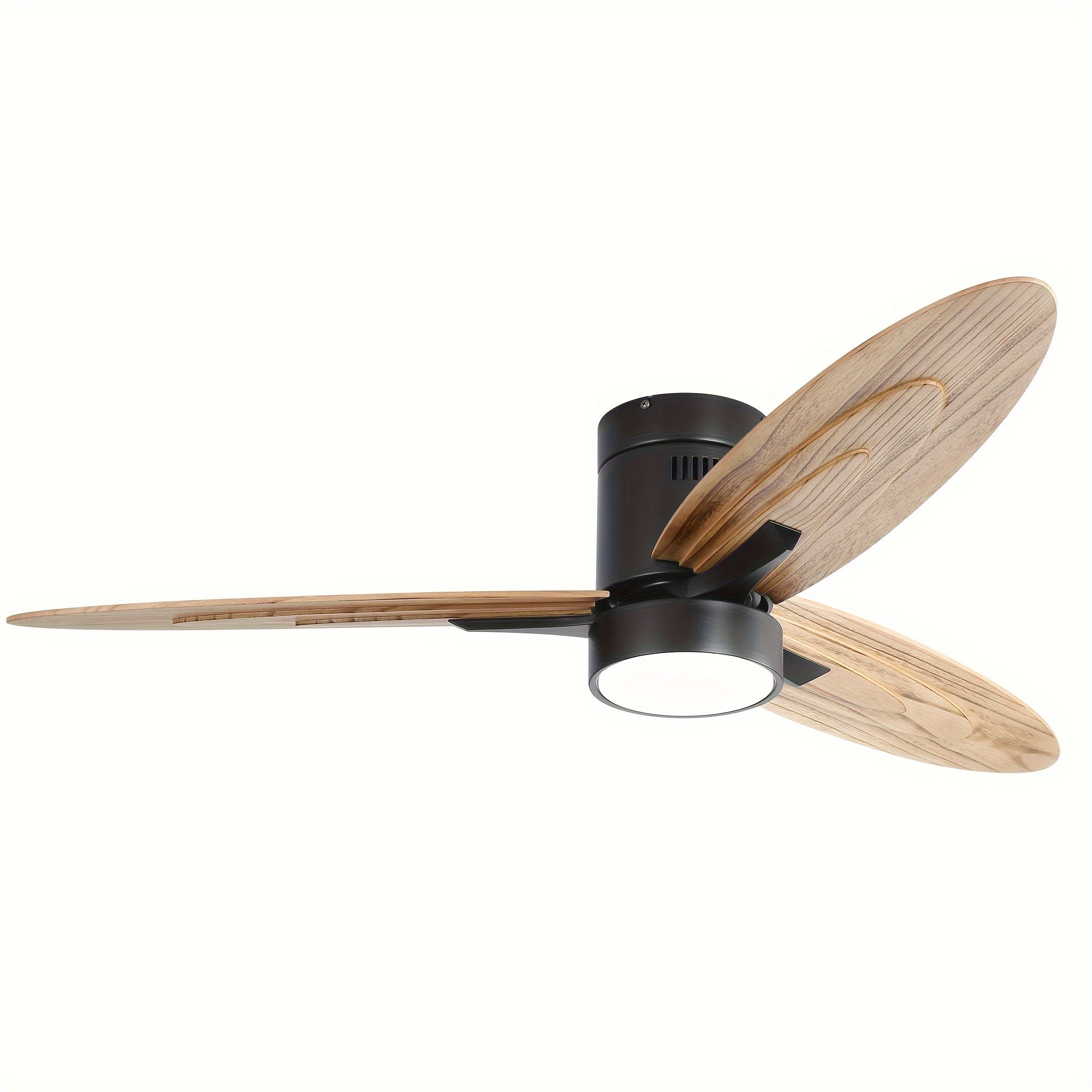 Sofucor New 56" Black Ceiling Fan with Light & 3 Solid Wood Blades, Remote Control for Living Room, Patio & Dining Room