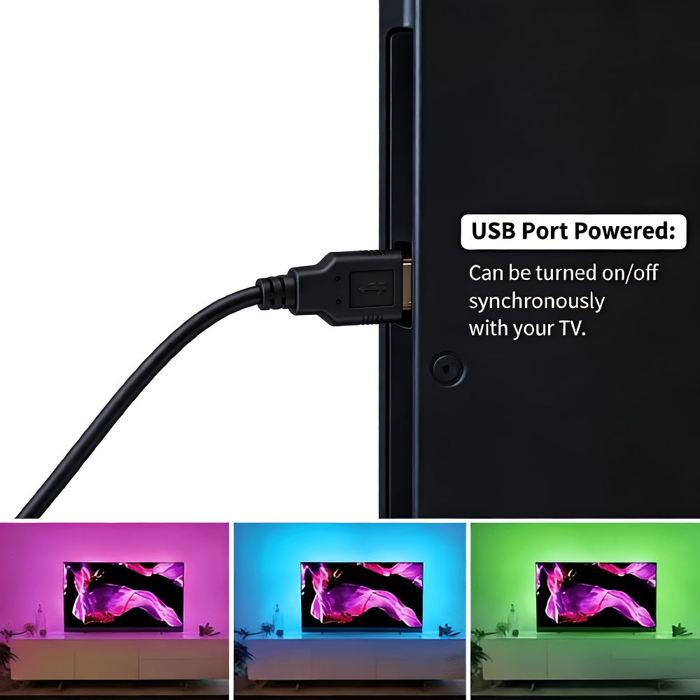 3.28英尺 RGB LED灯带，带迷你控制器，实现多彩效果，兼容笔记本电脑和各种电子设备，适用于卧室、派对、家居装饰、电视背光、圣诞节和节日装饰