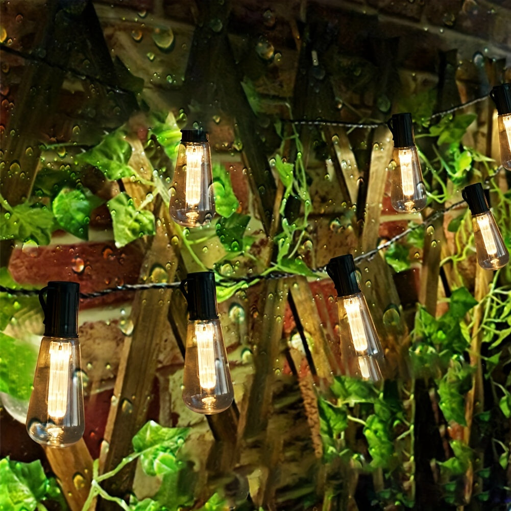 12，20LED爱迪生户外太阳能灯串，8种照明模式，可调节的,露台，花园，市场。