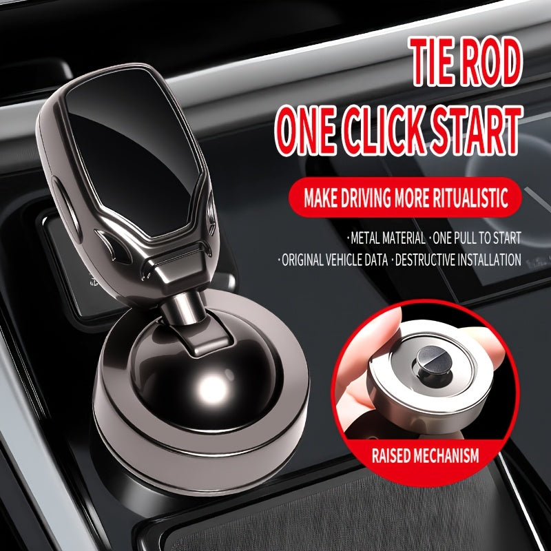Cool Car Modification One-Key Start Cover Decorative Lever – Metallic Texture Ignition Switch Decorative Cover, Stylish & Elegant, Upgrade Interior Grade, DIY Auto Interior Accessory