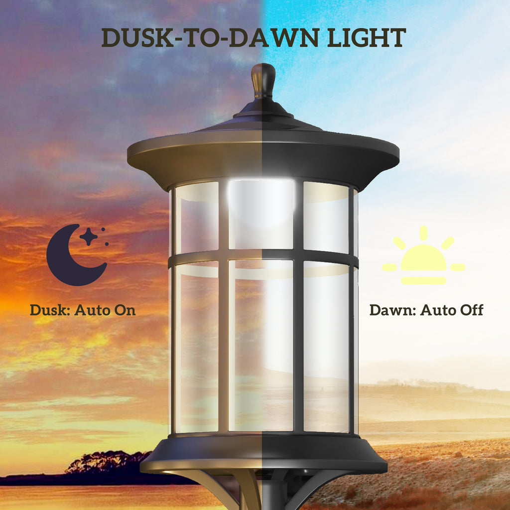 Outsunny Solar Lamp Post Light, 72" LED Outdoor Street Light, IP44 Protection Rating, Perfect for Courtyard, Garden, Backyard, Pathway, Cool White Light