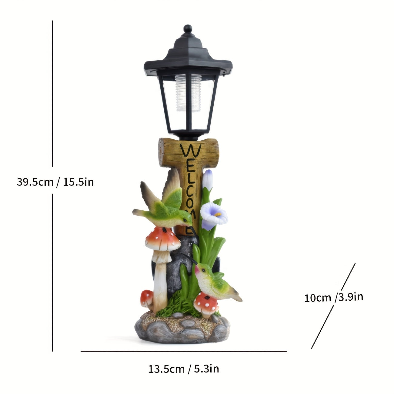 One-Piece Creative Resin Couple Hummingbird Solar Outdoor Light Sculpture Ornament, Courtyard Villa Garden Home Decorative Night Light, Path Balcony Atmosphere Sculpture Light, Solar Rechargeable Light, Graduation Season Gift for Friends