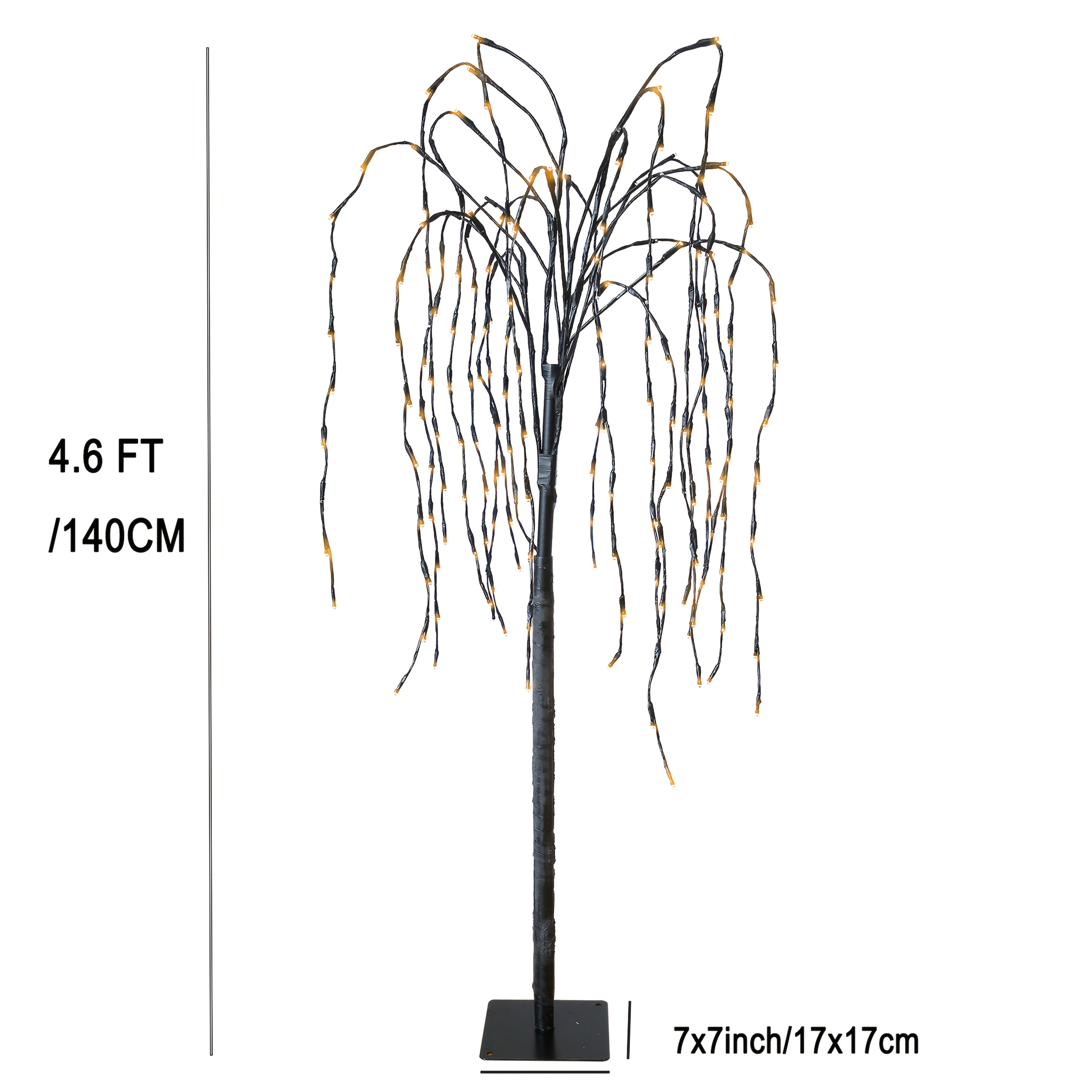 4.6-Foot 200 LED Solar Lighting Willow Tree, Illuminated Weeping Willow Tree Garden Pathway Light, 2 Lighting Modes, Home Courtyard Patio Party Wedding Christmas Holiday Decoration