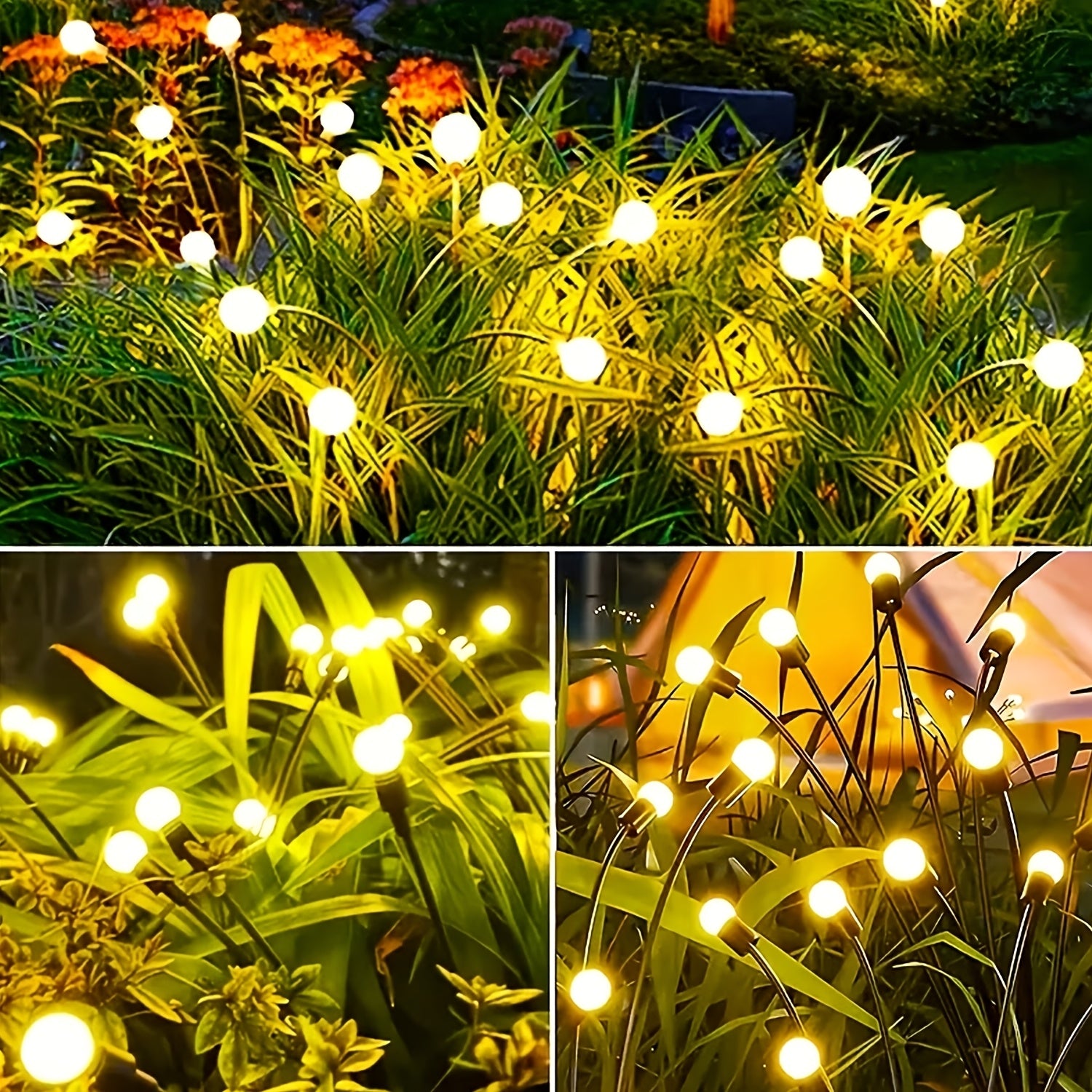 12 Solar Firefly Lights & 8 Solar Lawn Lights, IP44 Protection Rating, Designed to Illuminate Outdoor Pathways. Perfect for Enhancing Ambiance During New Year, Ramadan, and Lighting Up Home Courtyards and Gardens. Solar Spotlight