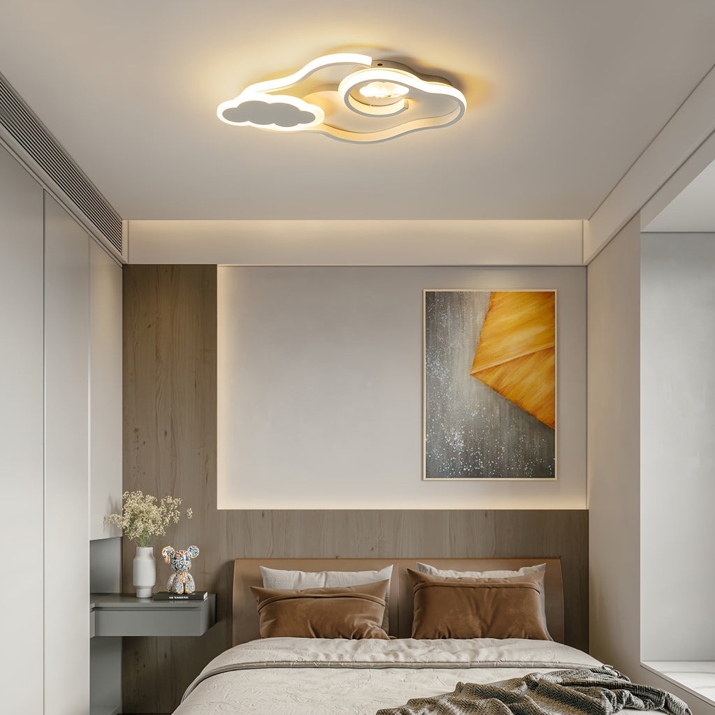 Enncll dimmable cloud ceiling light, modern LED ceiling light with remote control, flush mount acrylic light, suitable for bedroom, living room and other spaces, white, home decorative lighting, bedroom lighting, minimalist lighting