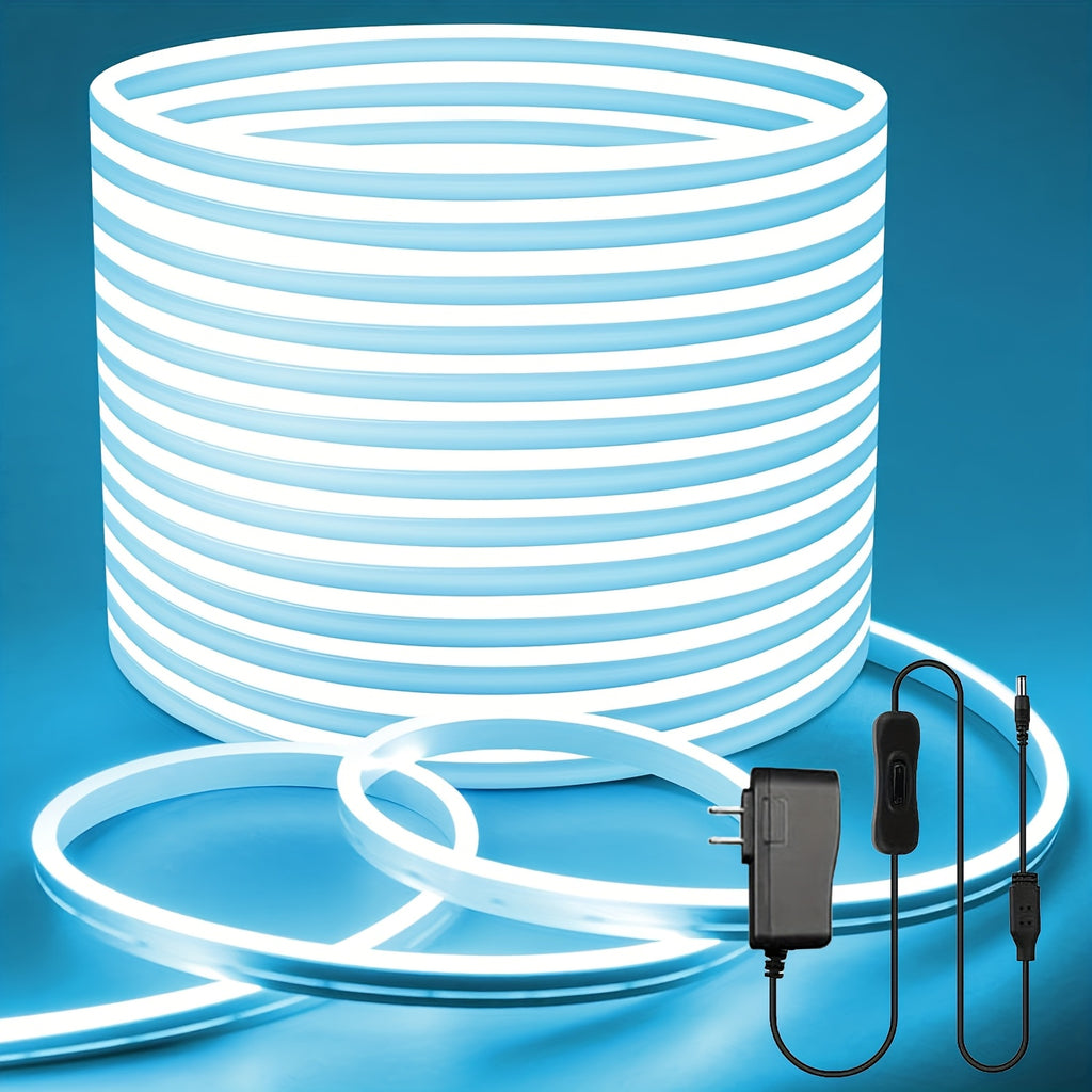 32.8英尺/10米霓虹燈帶——高品質柔性LED燈帶配電源介面卡，超亮可裁剪便攜霓虹燈，適用於室內外、臥室、泳池、聖誕及萬聖節裝飾（低電壓），聖誕裝飾