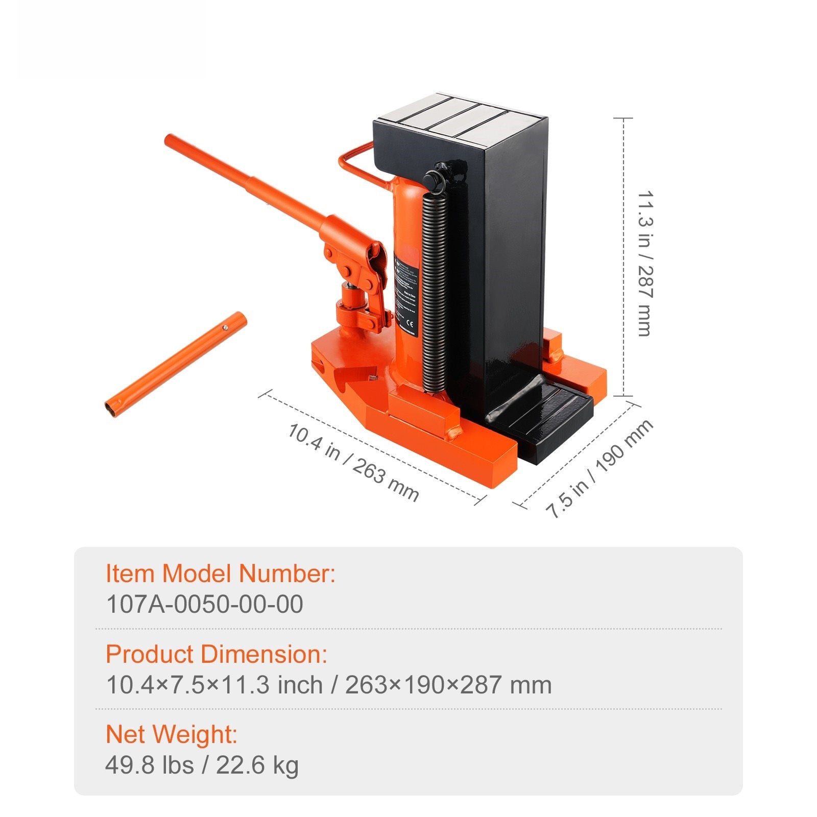 VEVOR Hydraulic Trailer Jack, 2.5 Ton / 5 Ton Trailer Jack, 5 Ton / 10 Ton Top Lift, 0.8-5.3 Inch Trailer Height, 8.9-13.4 Inch Top Height, Pneumatic Claw Jack for Machinery, Industrial Use