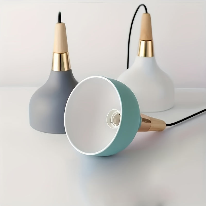 Modern minimalist design, detachable metal lampshade, hardwired rod, suitable for bedroom and dining room areas - includes mounting accessories, E26 base (bulb not included)