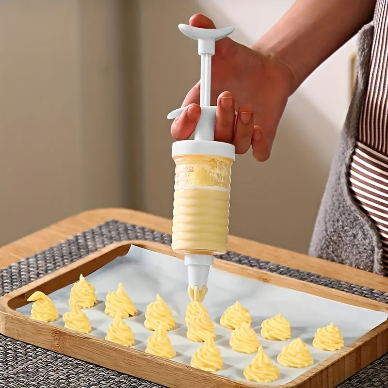 8Pcs Plastic Piping Tool Set with 8 Nozzles, Heavy-Duty Cream Squeezer Set, Ideal for Cake Decorating, Icing, Piping Gel and Soap Making, Compatible with Pastry Bags, Perfect for Home Bakers, Restaurants and Dessert Decoration