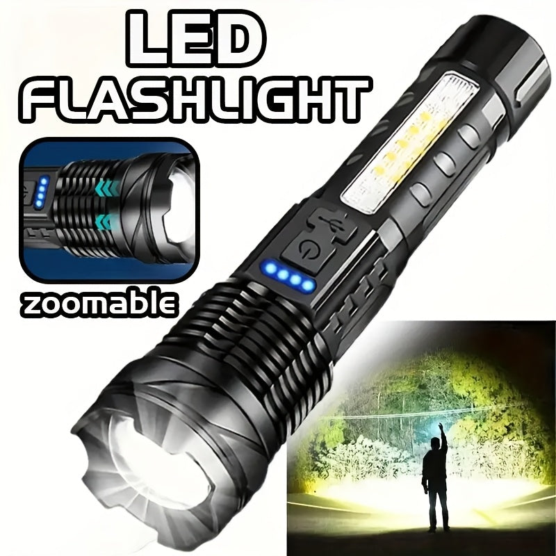 1 件多功能戶外手電筒，具有超亮伸縮變焦功能，可充電露營燈，適合旅行、露營、健行、釣魚和緊急情況。IP44