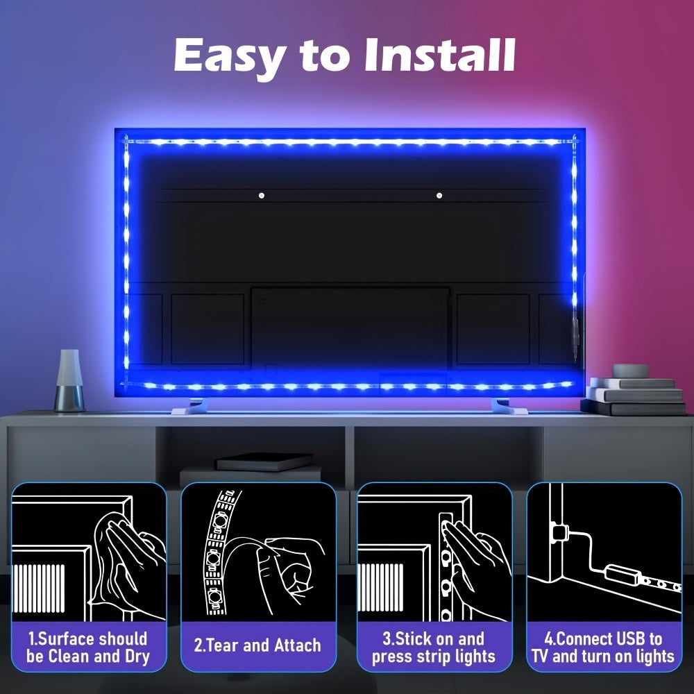 RGB 舞台氛围 LED 灯带 3.28ft‑131.23ft USB 供电 3 键控制 多色可变光 适用于派对演出婚庆节日布景 电视卧室客厅专业氛围照明