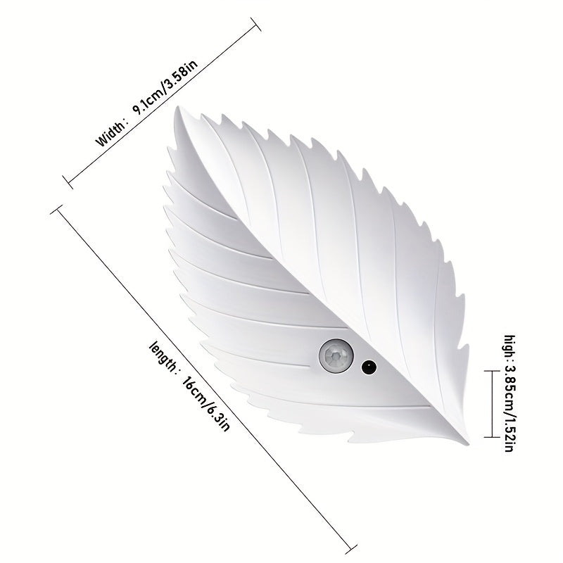 1Pcs LED Leaf Shape Spotlight, Rechargeable Motion Sensor Wall Light, RGB Color Ambient Lamp, Warm Night Light, Stepless Dimmable Magnetic Remote Wall Light for Bedroom Living Room Corridor Stairway