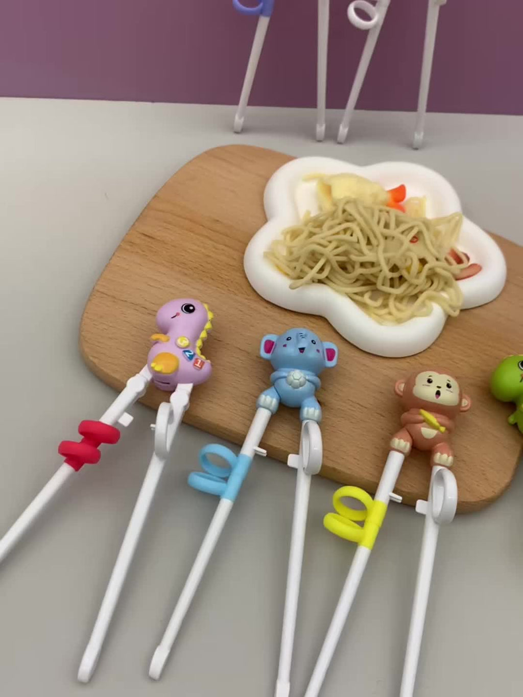 Toddler Dinosaur-Shaped Training Chopsticks - Reusable, Colorful Learning Aid