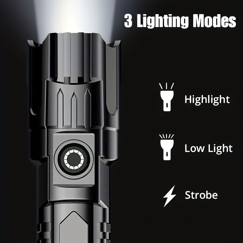 2Pcs High Magnification Zoom Flashlight, Outdoor Multifunctional Portable Household Mini Retractable Zoom Light, Camping Gear, Outdoor Flashlight, Portable Flashlight