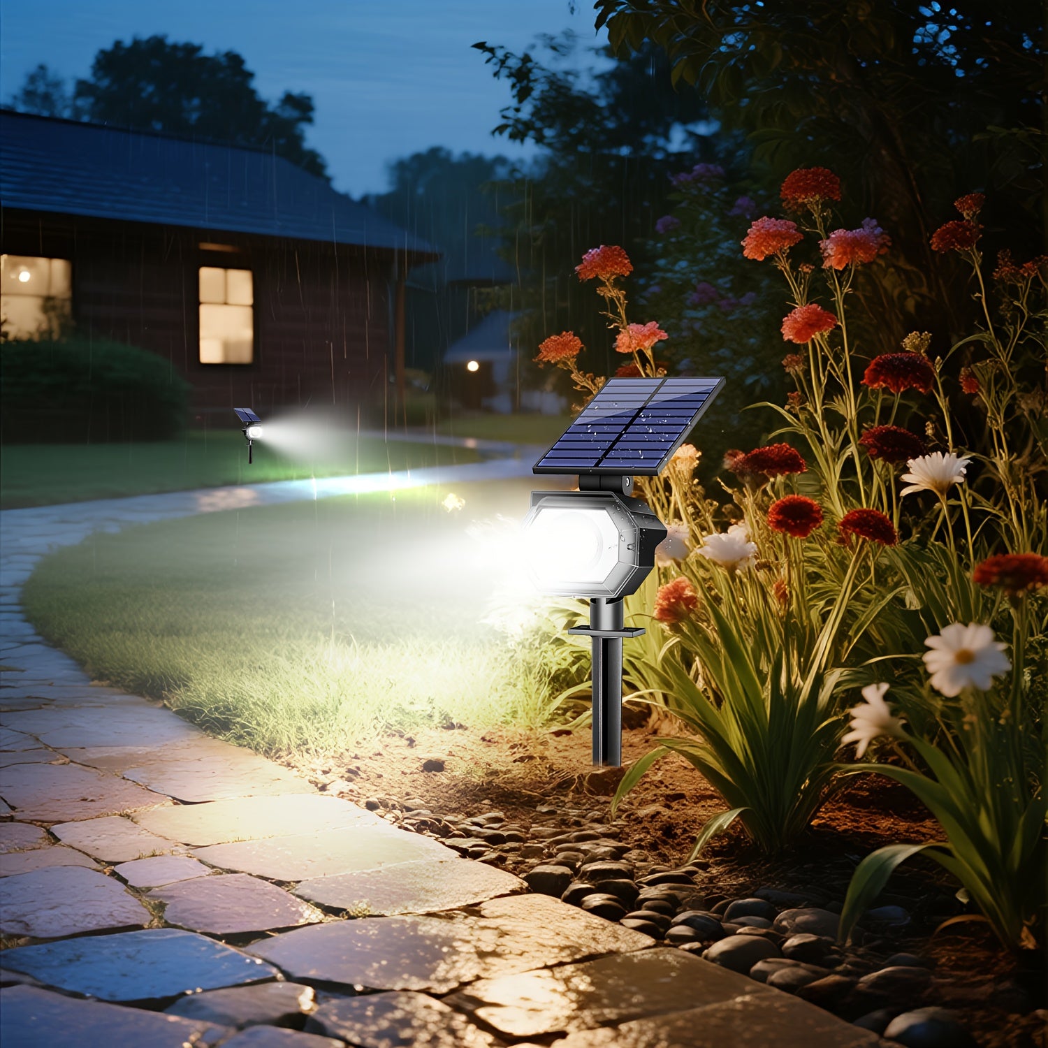 Outdoor Solar Garden Light 8-Piece Set, Suitable for Courtyard, Waterproof Design (IP65), 3 Lighting Options, Wall-Mountable, Light Sensor, Automatically Turns On at Night, Perfect for Floors, Porches and Gardens